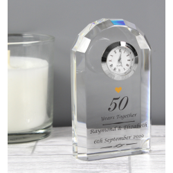 Personalised Golden Anniversary Crystal Clock