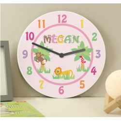 Personalised Pink Animal Alphabet Clock