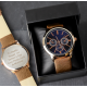 Personalised Mens Rose Gold Tone Watch with Brown Strap and Presentation Box