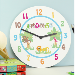 Personalised Blue Animal Alphabet Clock