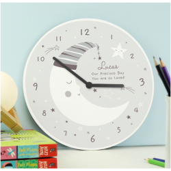 Personalised Moon Wooden Nursery Clock