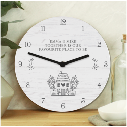 Personalised HOME Shabby Chic Wooden Clock