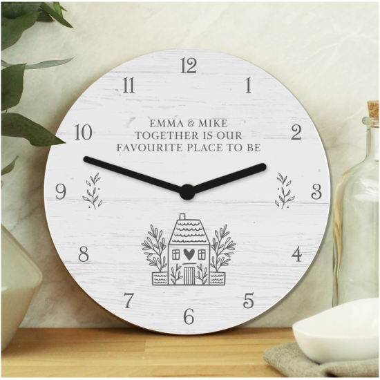Personalised HOME Shabby Chic Wooden Clock