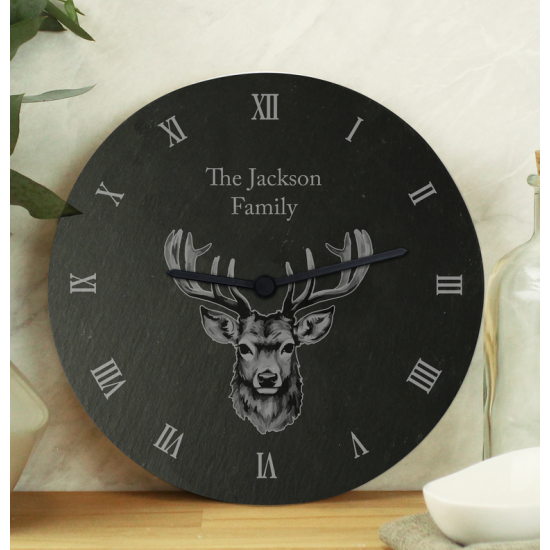 Personalised Stag Slate Clock