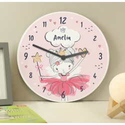Personalised Princess Ballerina Wooden Childrens Clock