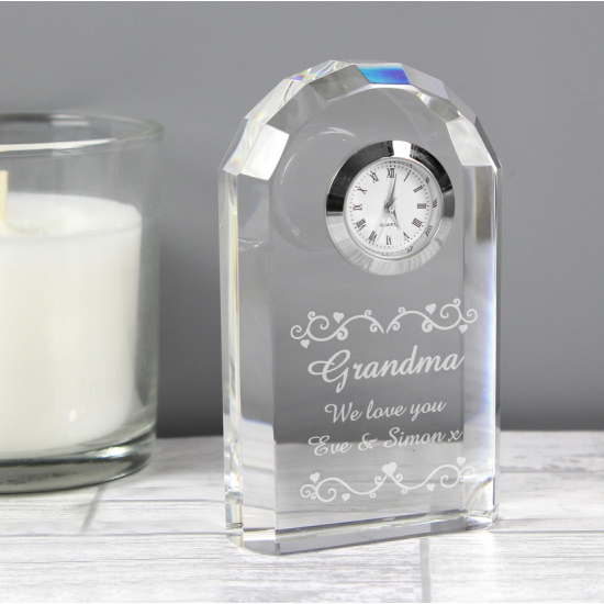 Personalised Heart Swirl Crystal Clock