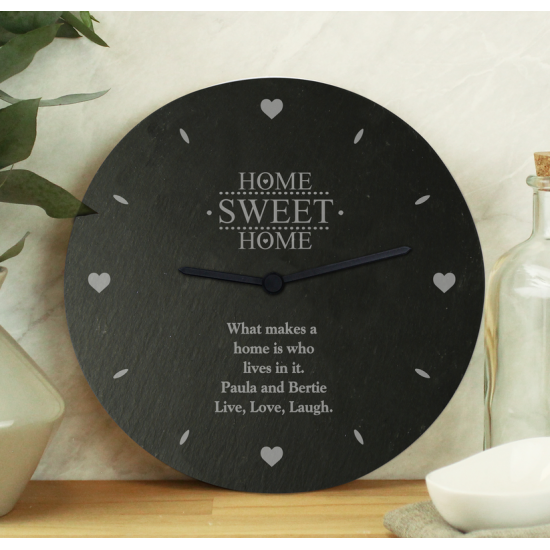 Personalised Home Sweet Home Slate Clock