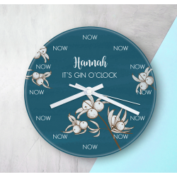 Personalised Gin O'Clock Glass Clock - Large