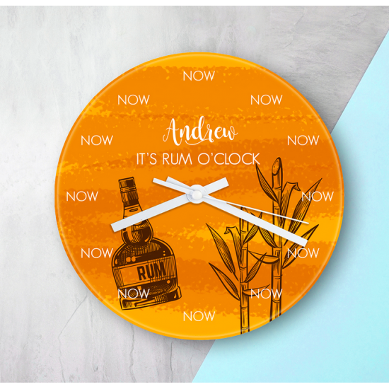 Personalised Rum O'Clock Glass Clock