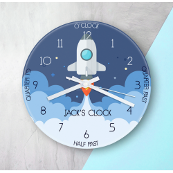 Personalised Kids Space Shuttle Glass Clock