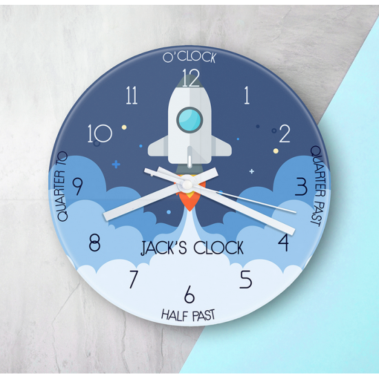 Personalised Kids Space Shuttle Glass Clock