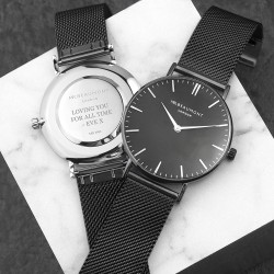 Personalised Men's Metallic Charcoal Grey Watch With Black Face