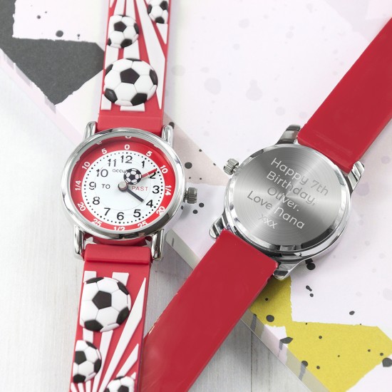 Kids Personalised Red Football Watch