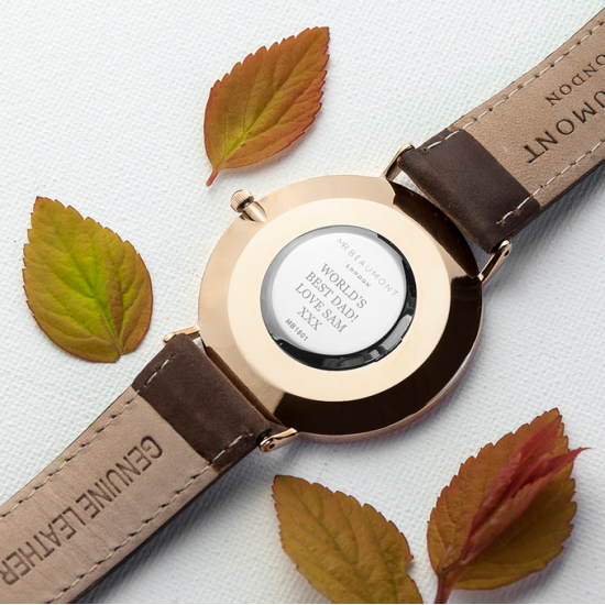 Men's Modern-Vintage Personalised Leather Watch In Brown