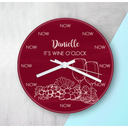 Personalised Wine O'Clock Glass Clock