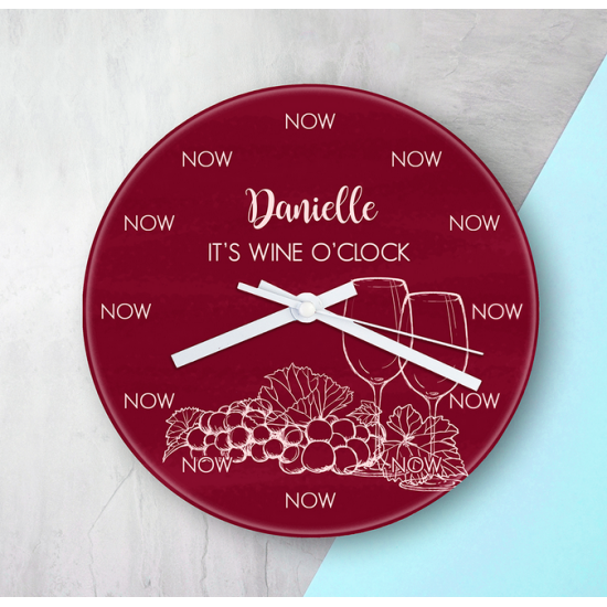 Personalised Wine O'Clock Glass Clock